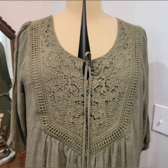 NWT 2X Green Crochet Front Dress - Picture 3 of 9